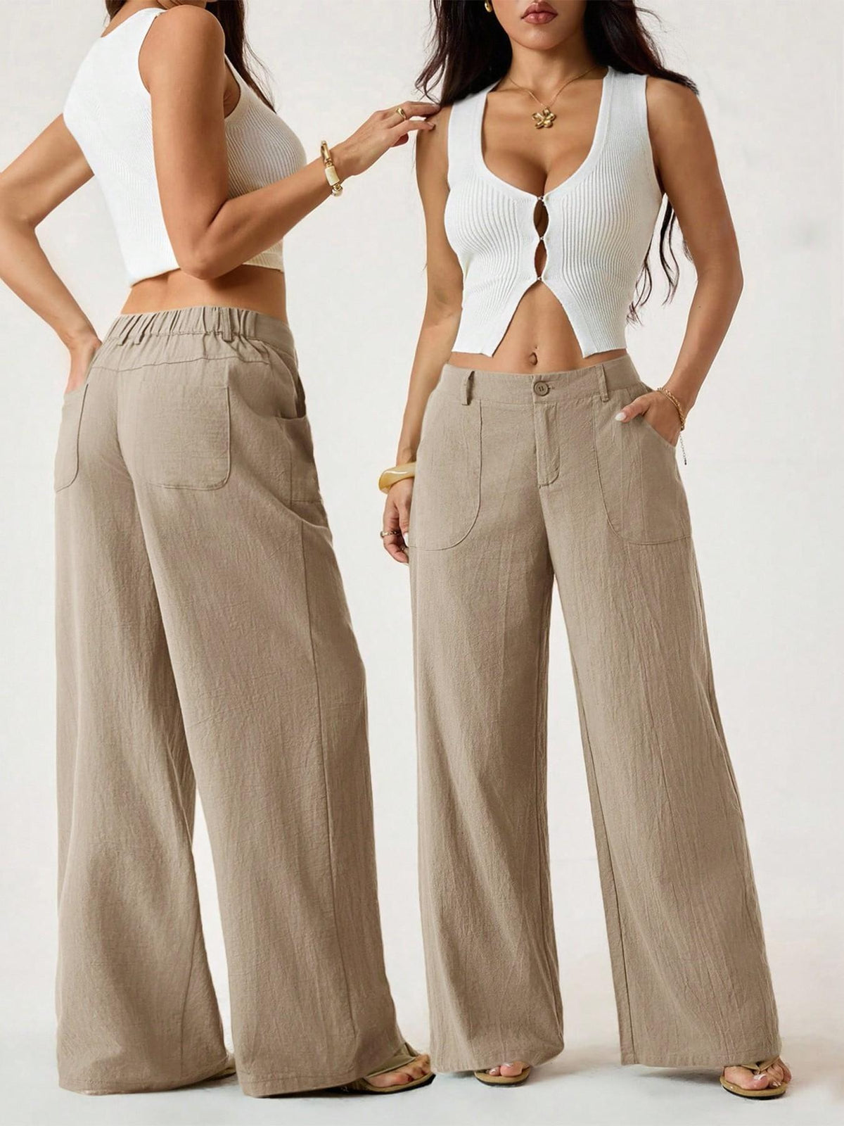 🔥 HALBPREIS DEAL ☀️ Lässige Damen Loungehose aus Baumwoll-Leinen-Mix 👖 Fließend, gerades Bein & hoher Bund – perfekt für Sommer & Alltag 🌸