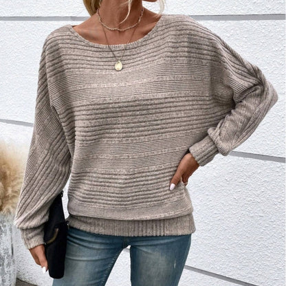 ⏰Weiches, einfarbiges Pullover-Langarmoberteil mit Fledermausärmeln für Damen