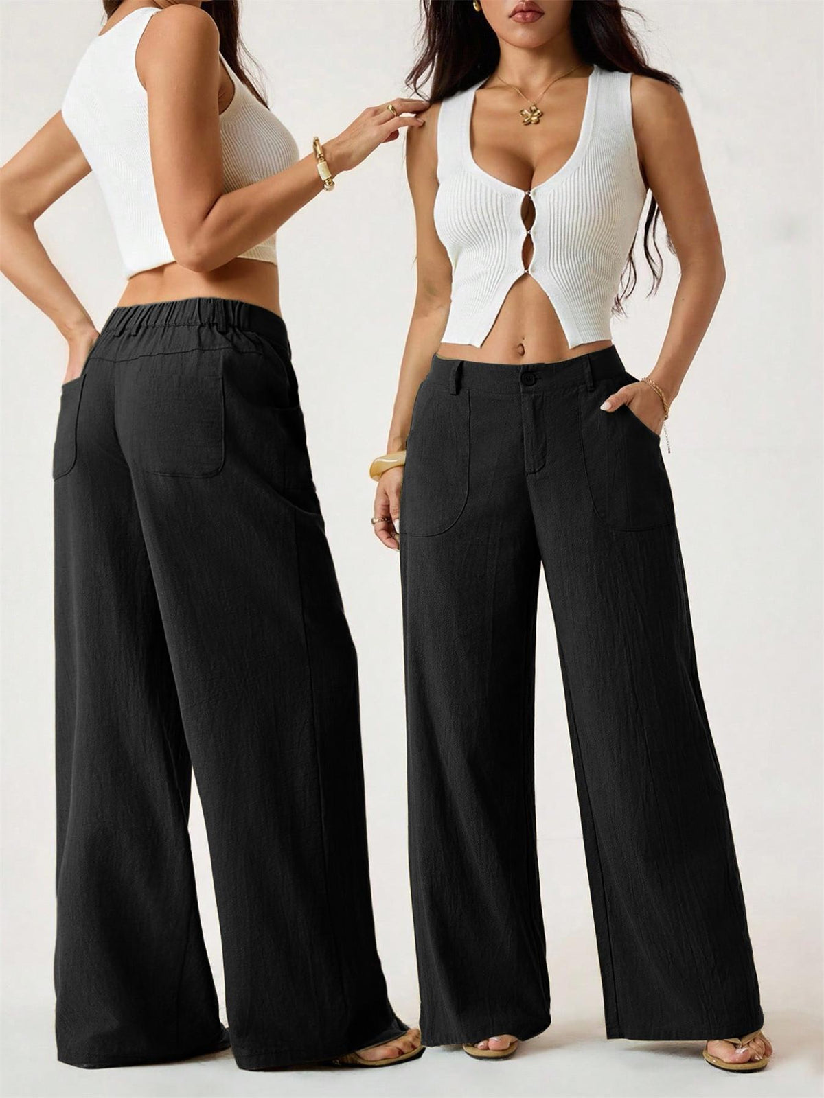 🔥 HALBPREIS DEAL ☀️ Lässige Damen Loungehose aus Baumwoll-Leinen-Mix 👖 Fließend, gerades Bein & hoher Bund – perfekt für Sommer & Alltag 🌸