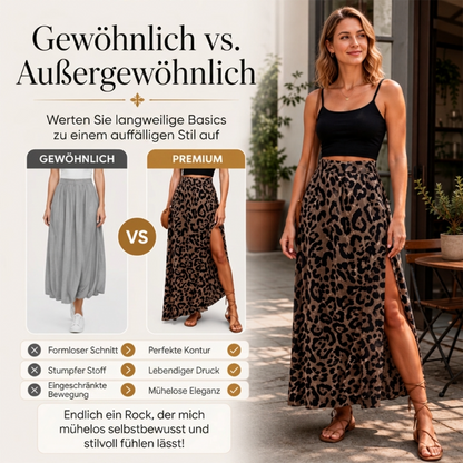 🌸 JETZT 50% RABATT! 🌸 Damen Maxirock mit Leopardenmuster und hohem Schlitz