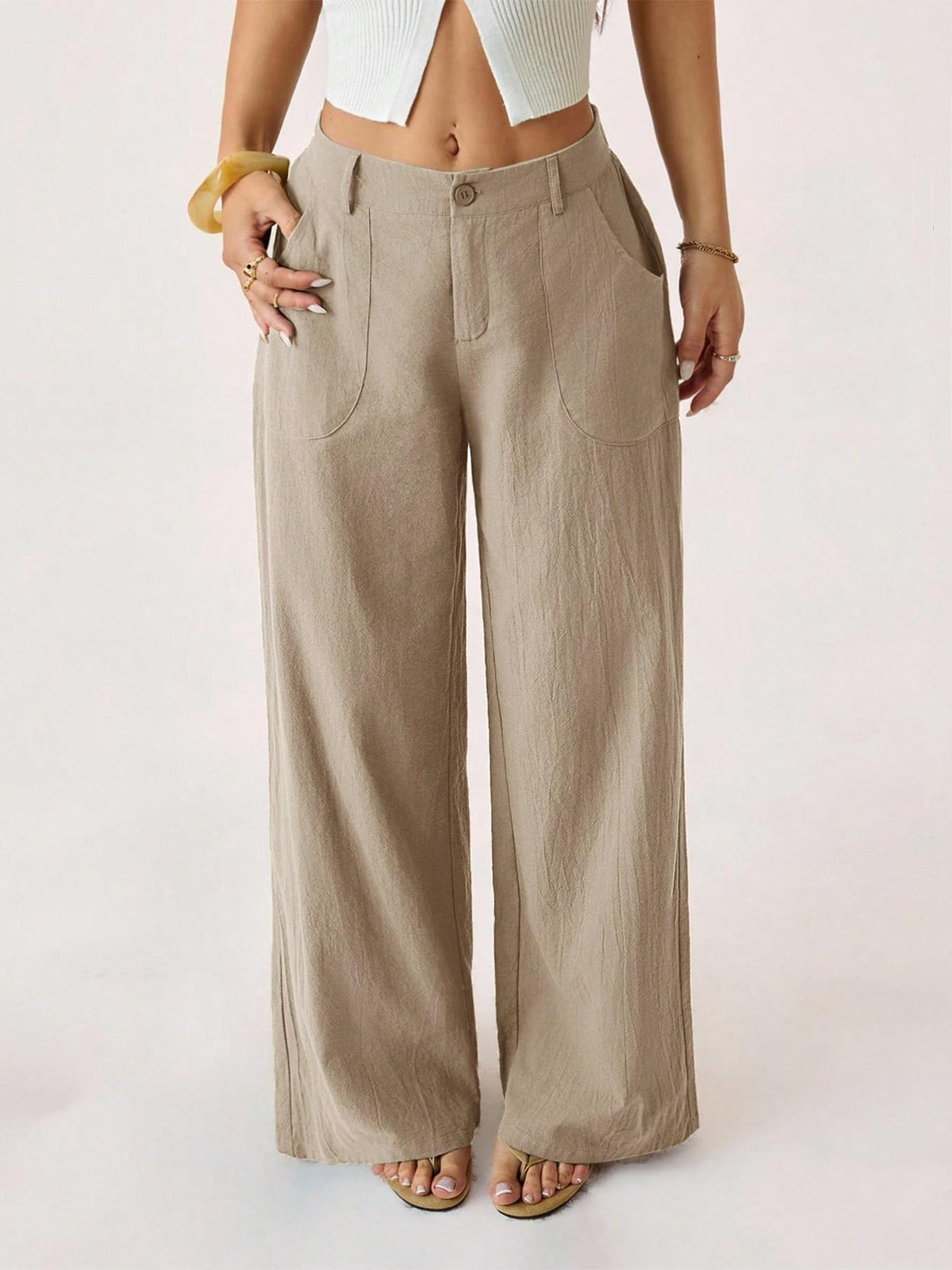 🔥 HALBPREIS DEAL ☀️ Lässige Damen Loungehose aus Baumwoll-Leinen-Mix 👖 Fließend, gerades Bein & hoher Bund – perfekt für Sommer & Alltag 🌸
