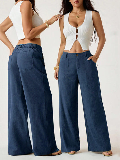🔥 HALBPREIS DEAL ☀️ Lässige Damen Loungehose aus Baumwoll-Leinen-Mix 👖 Fließend, gerades Bein & hoher Bund – perfekt für Sommer & Alltag 🌸