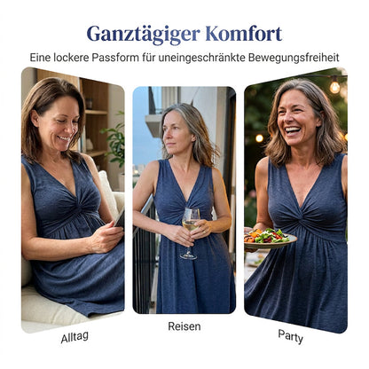 👗 50% RABATT! 🎀 Damen V-Ausschnitt-Kleid mit Knoten- & Raffdetail – ärmellos, taillenbetont & feminin – Fließender Stoff, perfekt für Sommerpartys, Büro oder romantische Anlässe 💃