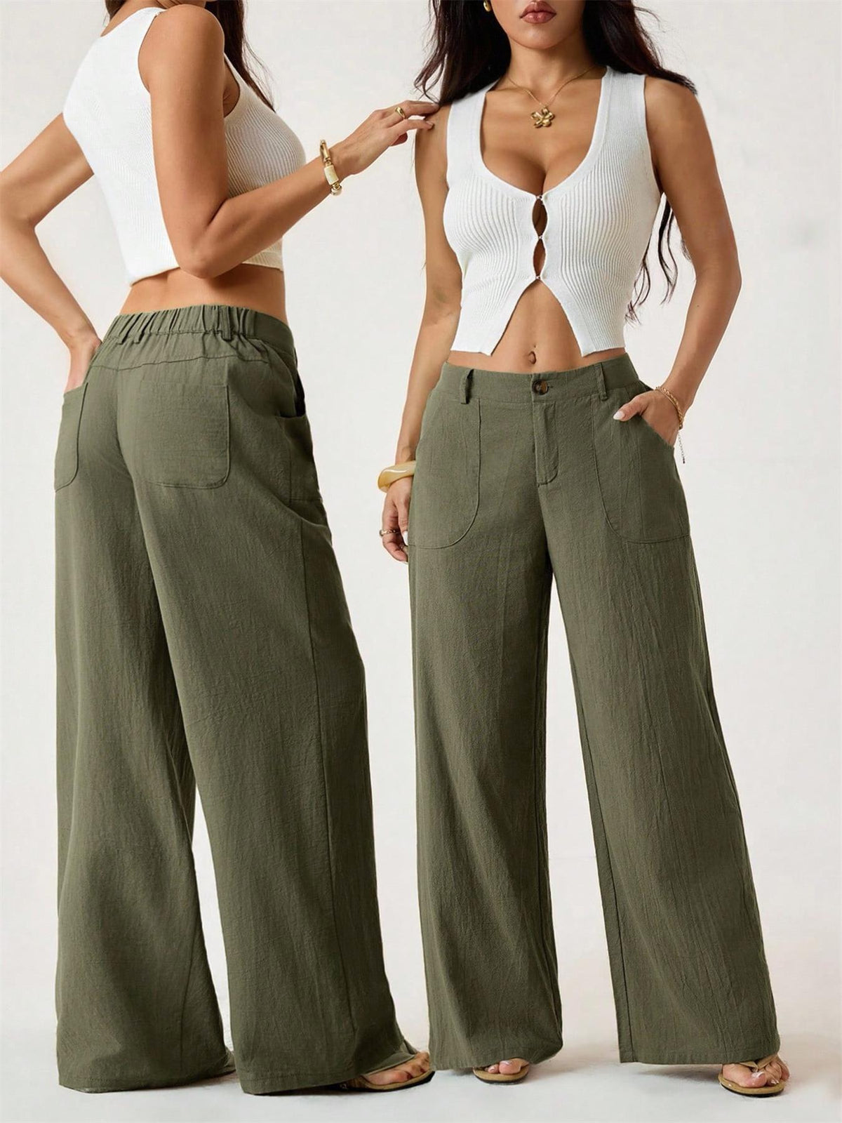 🔥 HALBPREIS DEAL ☀️ Lässige Damen Loungehose aus Baumwoll-Leinen-Mix 👖 Fließend, gerades Bein & hoher Bund – perfekt für Sommer & Alltag 🌸