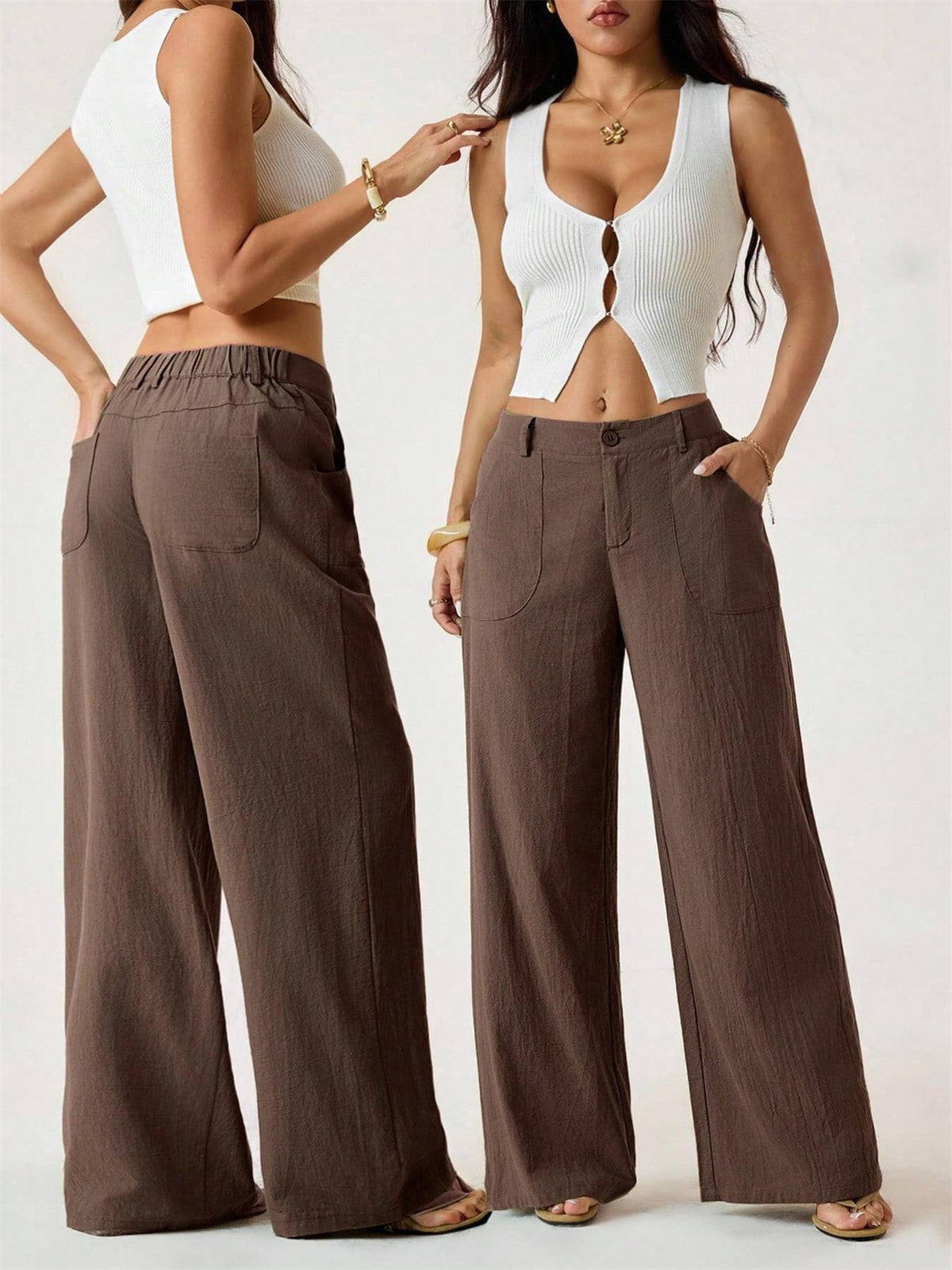 🔥 HALBPREIS DEAL ☀️ Lässige Damen Loungehose aus Baumwoll-Leinen-Mix 👖 Fließend, gerades Bein & hoher Bund – perfekt für Sommer & Alltag 🌸