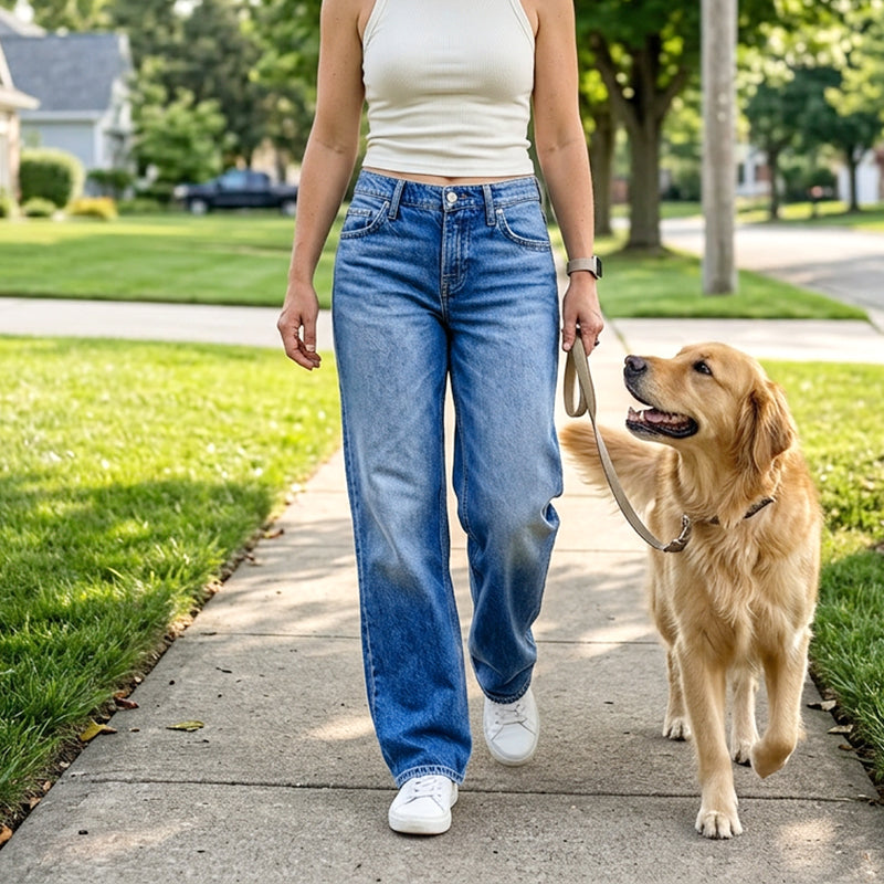 👖Mühelos schicke, locker sitzende Jeans mit weitem Bein
