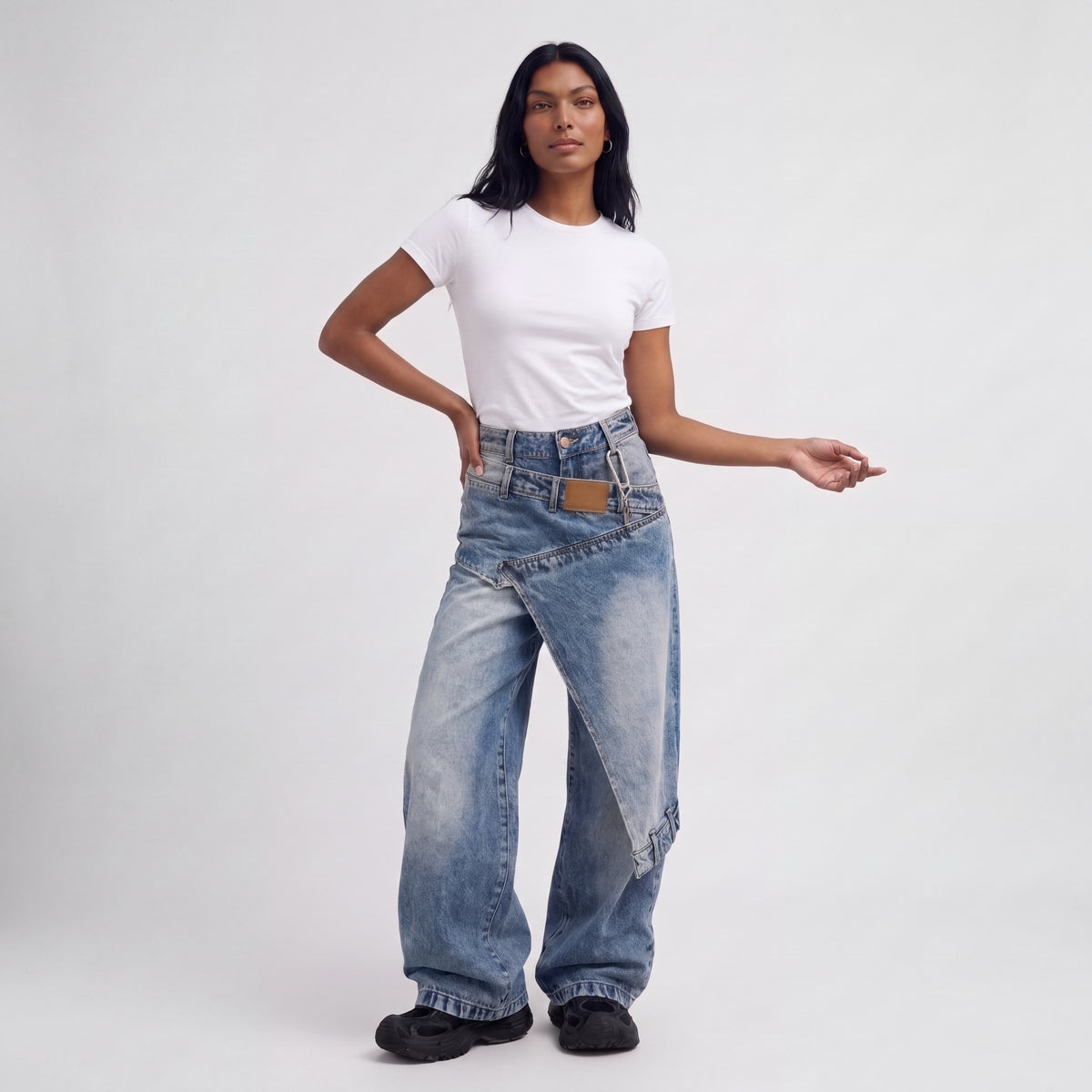 SOLÈNE | JEANS ASIMÉTRICOS WIDE LEG