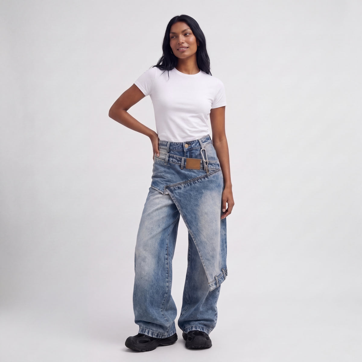 SOLÈNE | JEANS ASIMÉTRICOS WIDE LEG