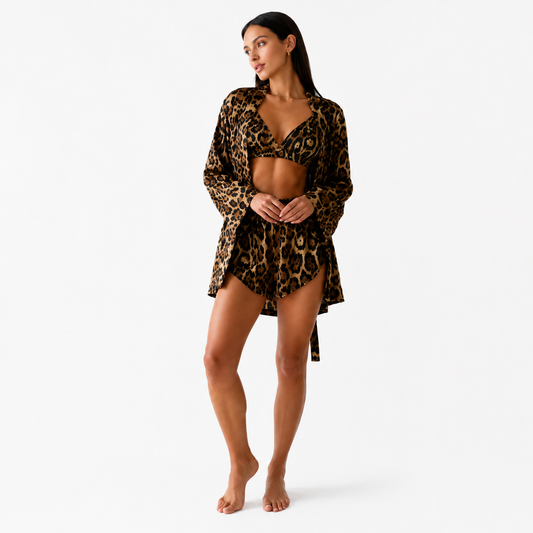 Alessia | Conjunto de pijama de 3 piezas Felina