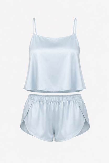 Verónica | Conjunto de camiseta sin mangas holgada con abertura lateral, 100 % seda de morera