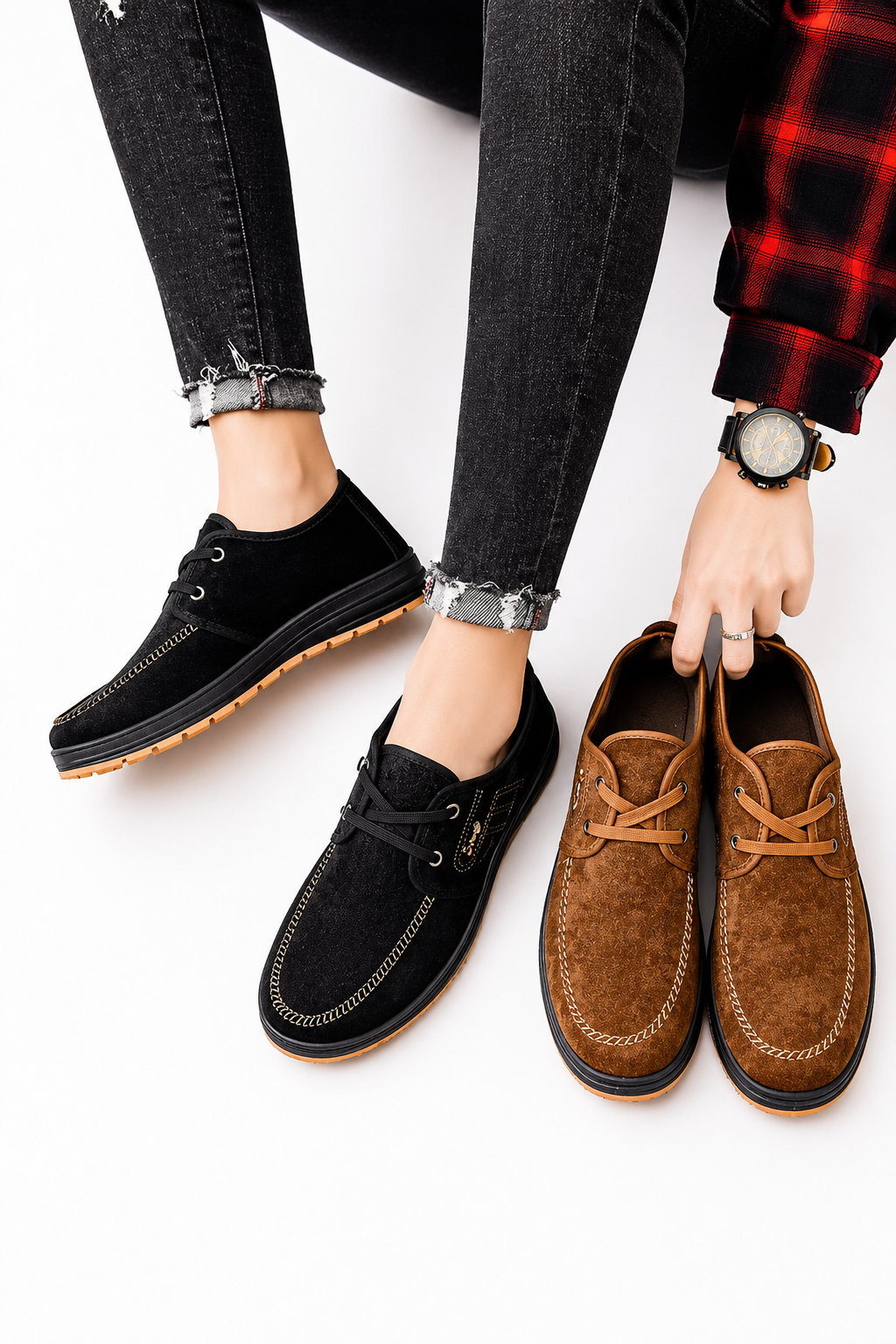 Oscar | Zapatos de hombre de ante con costuras