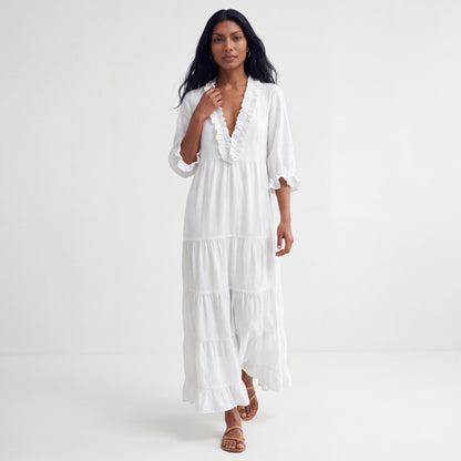 CLOE | MAXIVESTIDO CON VOLANTES