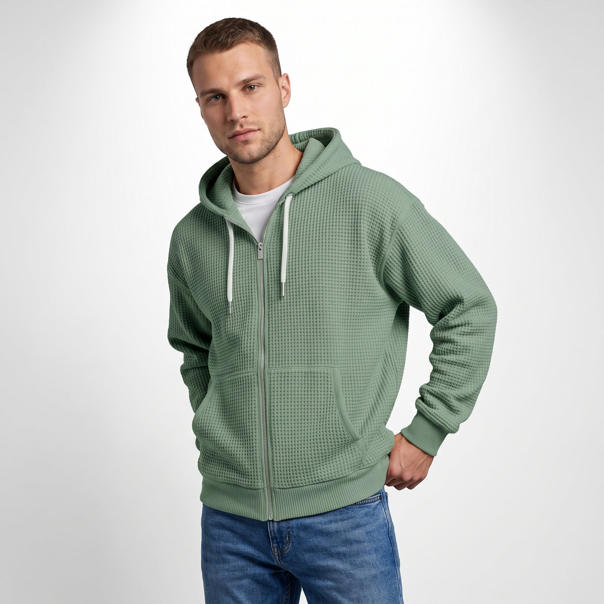 THEO | SUDADERA WAFFLE CON CAPUCHA