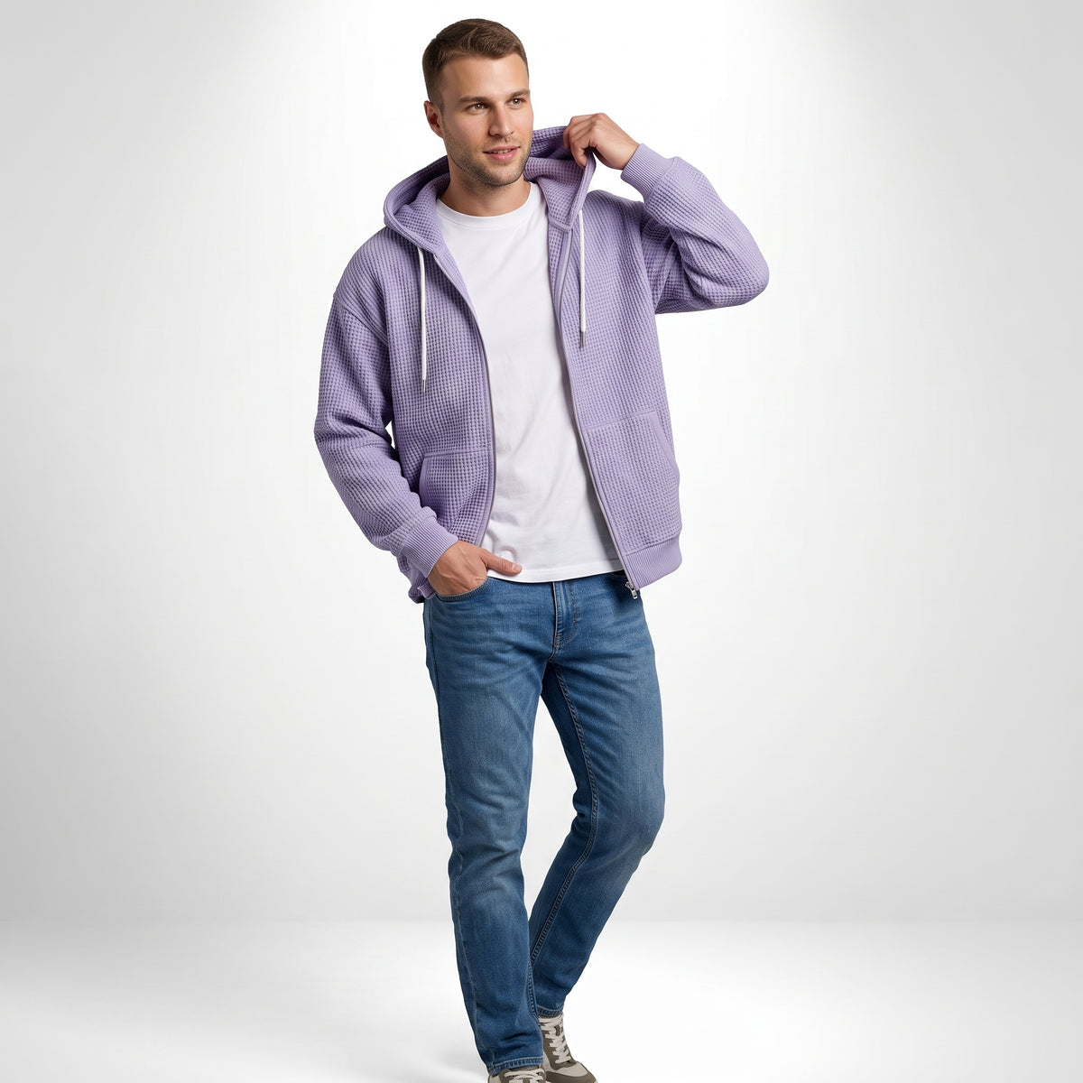 THEO | SUDADERA WAFFLE CON CAPUCHA