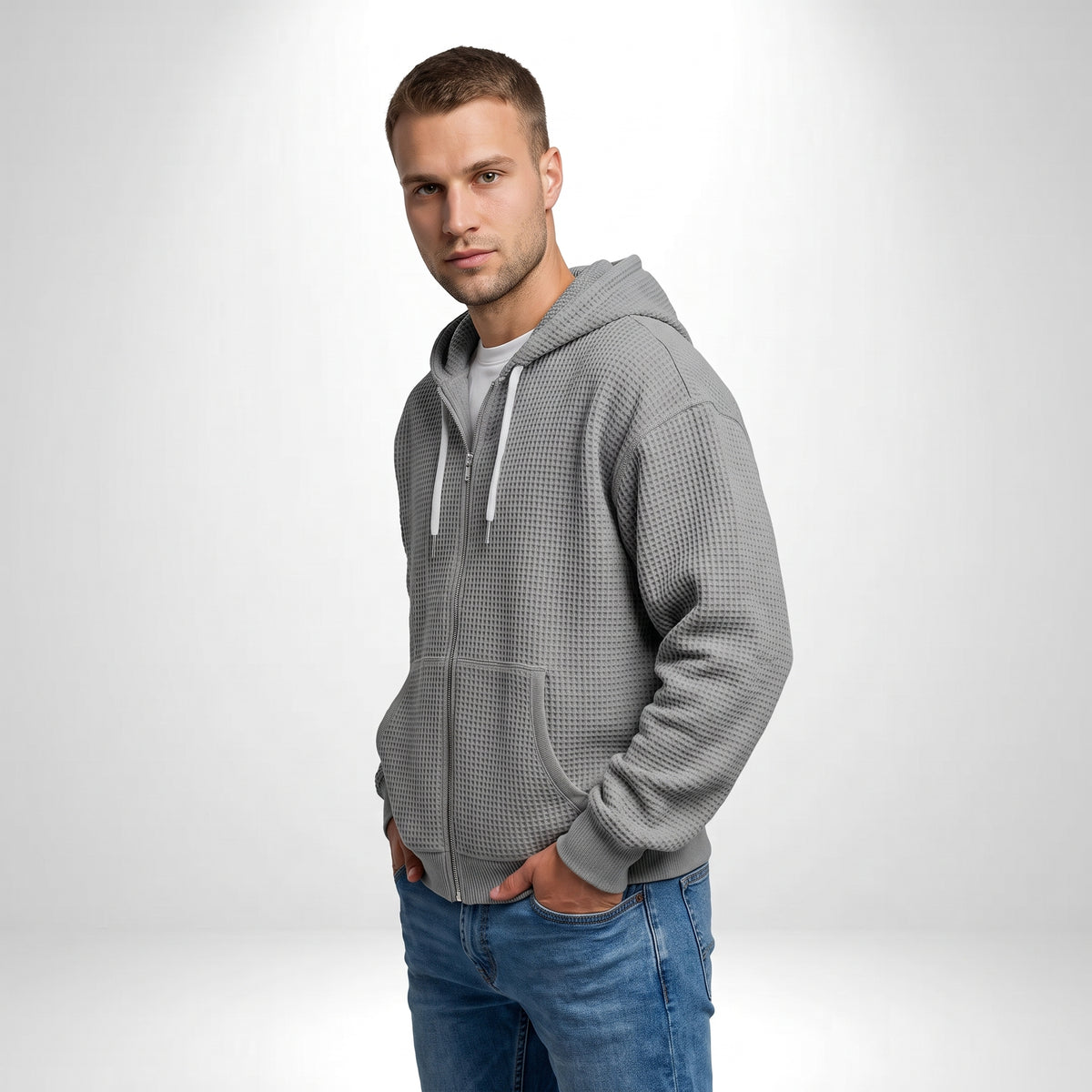THEO | SUDADERA WAFFLE CON CAPUCHA