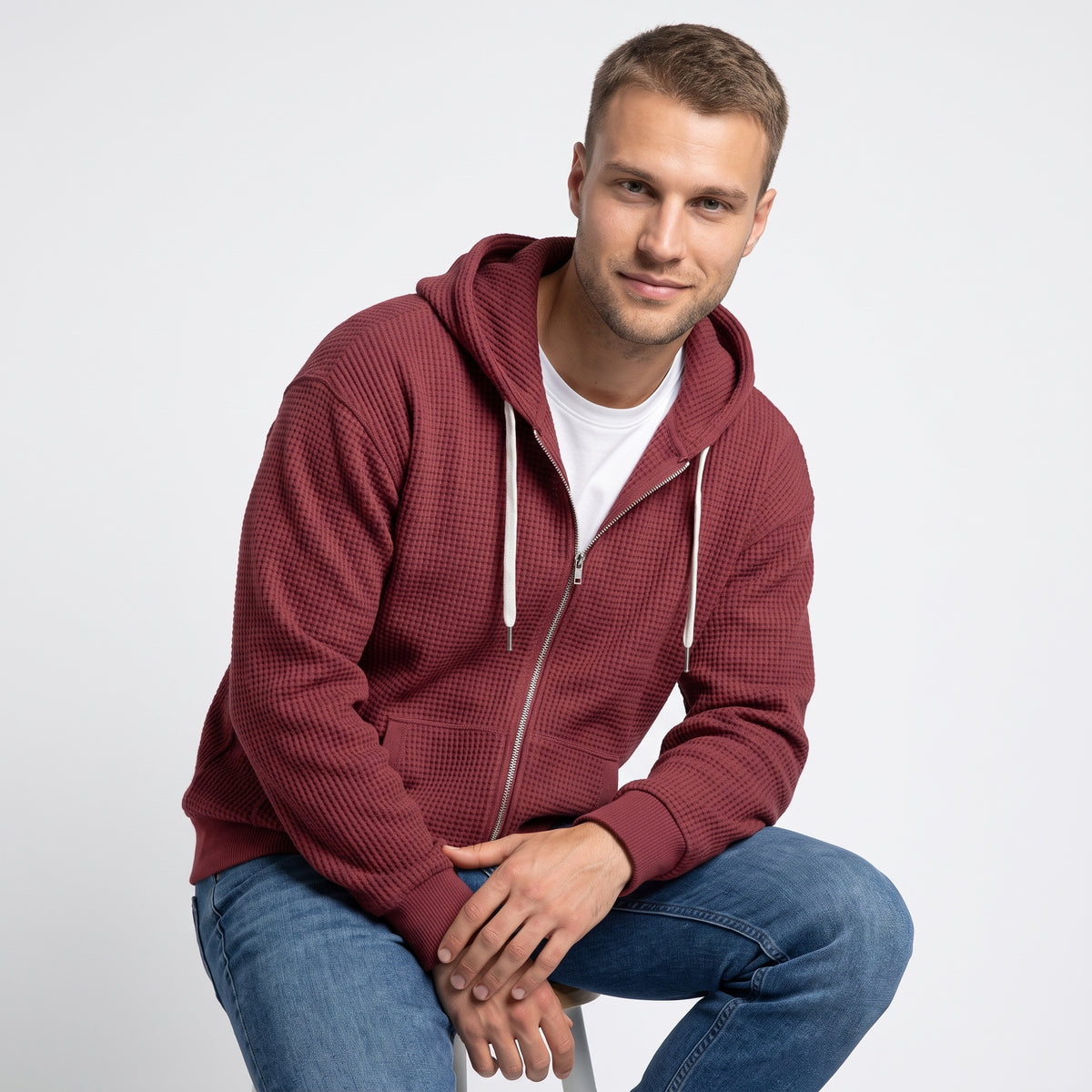 THEO | SUDADERA WAFFLE CON CAPUCHA