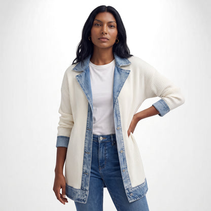 CORAL | ABRIGO DENIM Y TEJIDO
