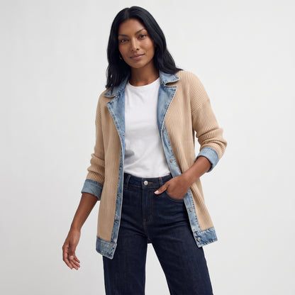 CORAL | ABRIGO DENIM Y TEJIDO