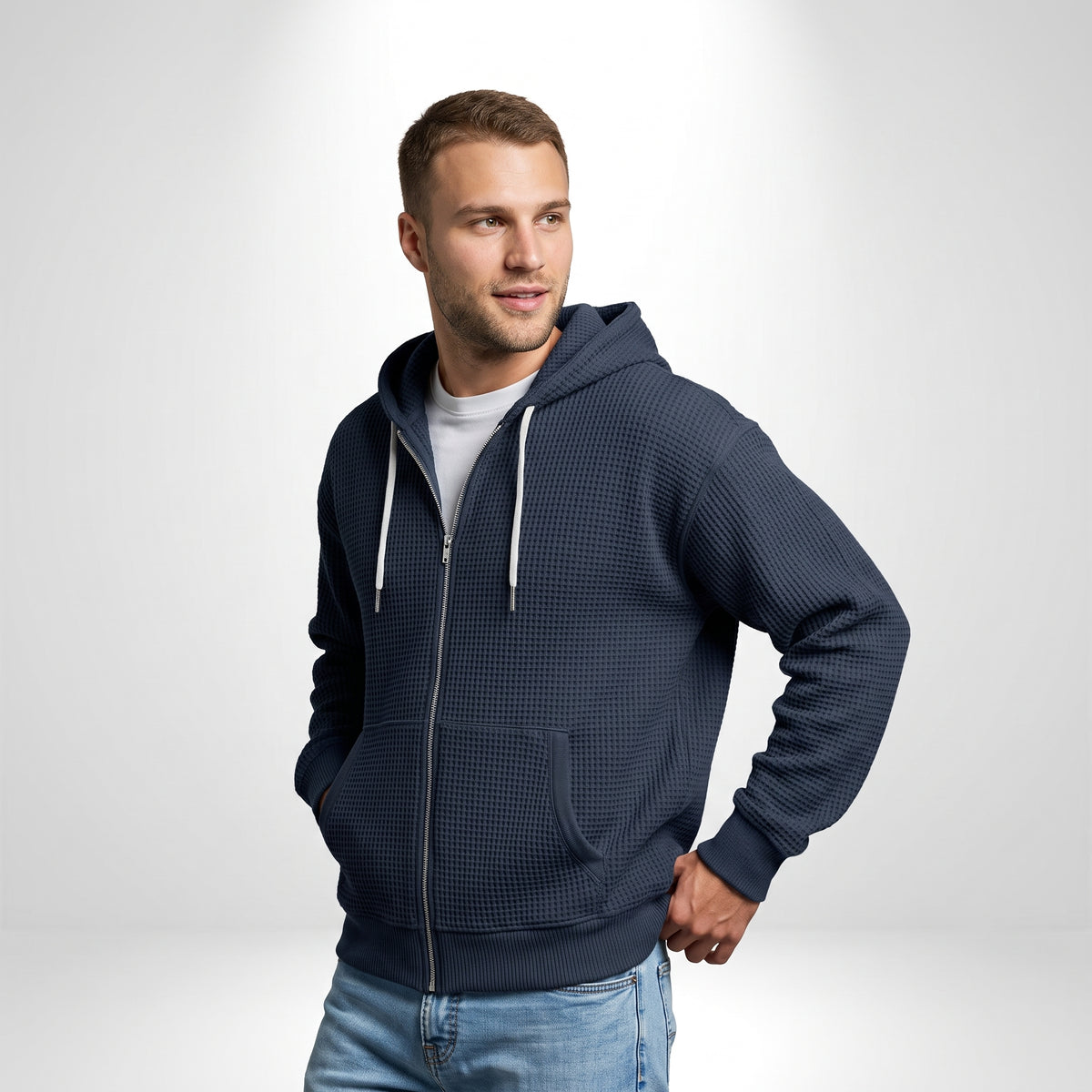 THEO | SUDADERA WAFFLE CON CAPUCHA