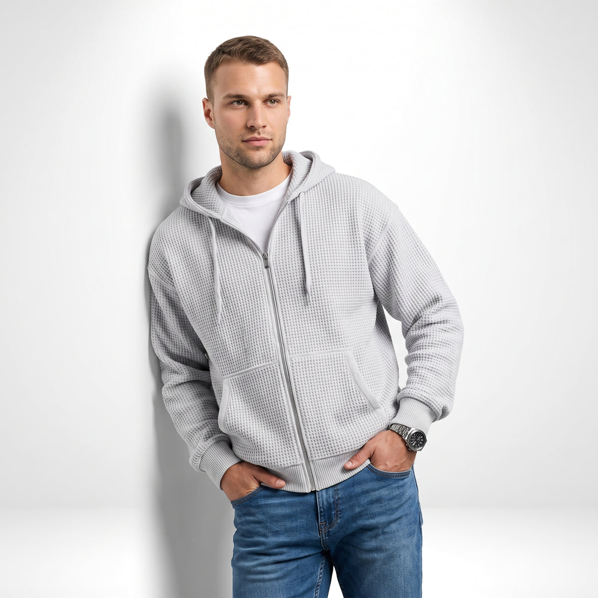 THEO | SUDADERA WAFFLE CON CAPUCHA