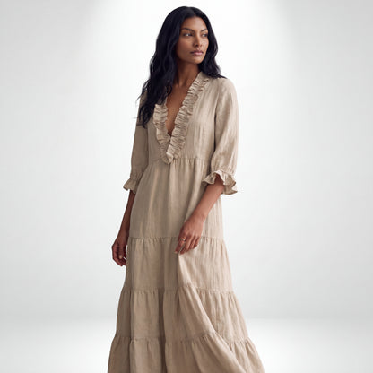 CLOE | MAXIVESTIDO CON VOLANTES