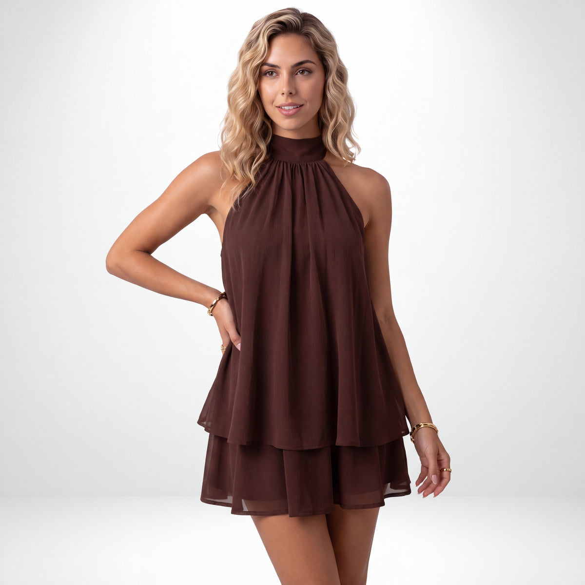 TALIA | MINI VESTIDO HALTER DE CHIFFON