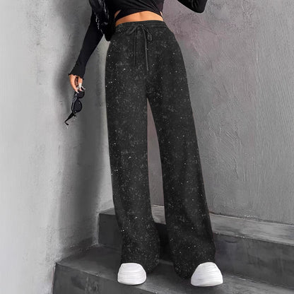 💖LETZTER TAG IM ANGEBOT: 60 % RABATT🥰 Damenhose mit Paillettenmuster, weitem Bein und elastischem Bund