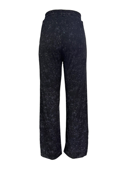💖LETZTER TAG IM ANGEBOT: 60 % RABATT🥰 Damenhose mit Paillettenmuster, weitem Bein und elastischem Bund