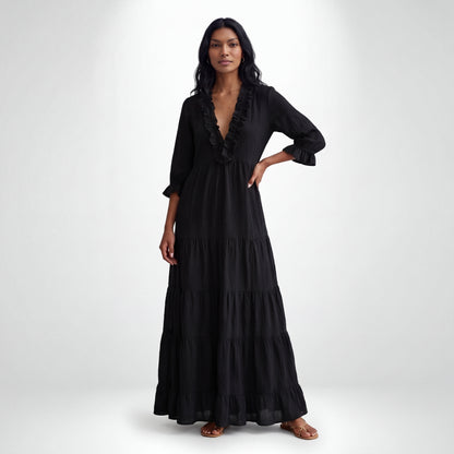 CLOE | MAXIVESTIDO CON VOLANTES