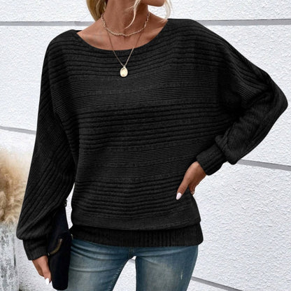 ⏰Weiches, einfarbiges Pullover-Langarmoberteil mit Fledermausärmeln für Damen