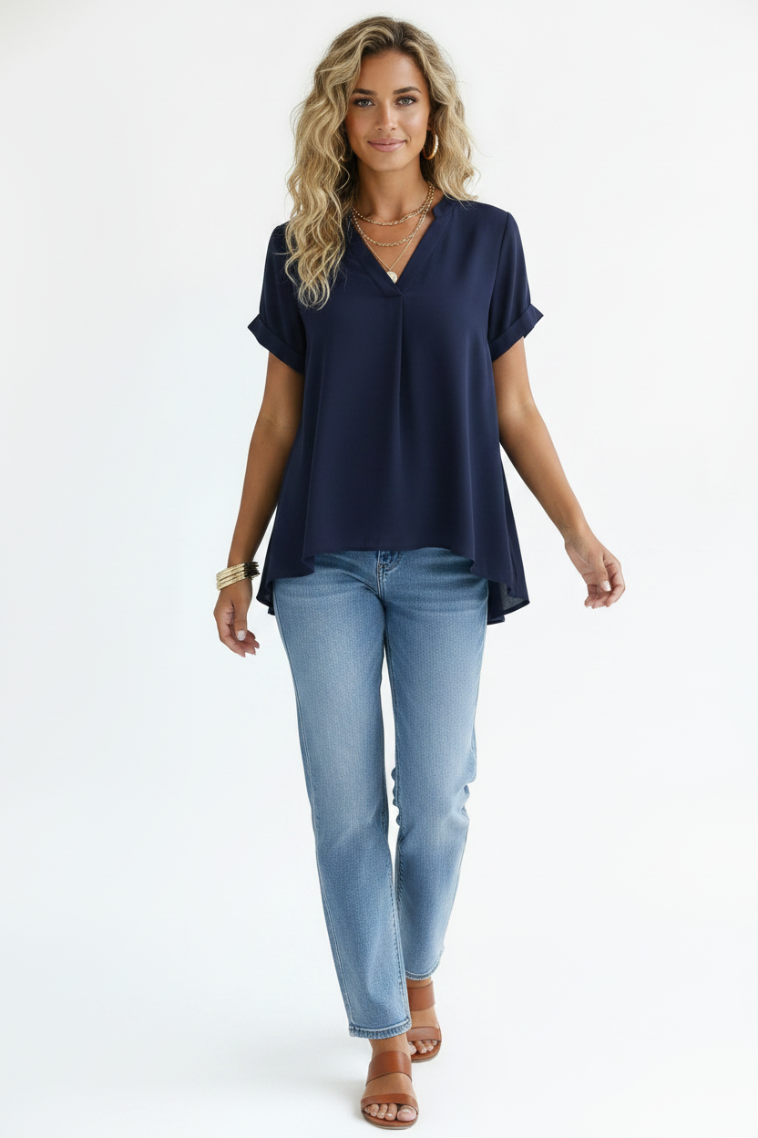 Blusa Daniela Azul Marino - Frente