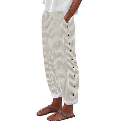 ☀️ Frühlings-Hot-Sale 50 % RABATT!! 🌿🌸 Bequeme blau gestreifte Hose mit Seitentaschen