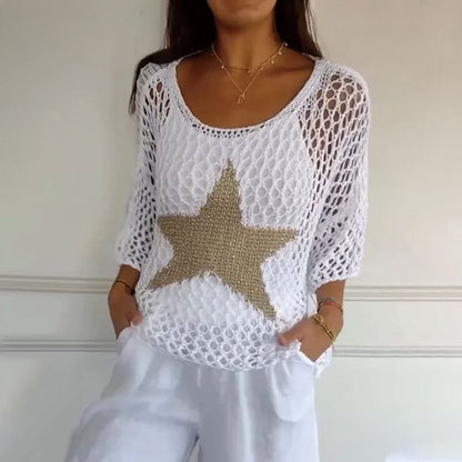 MÓNICA | TOP DE CROCHET CALADO CON CUELLO REDONDO