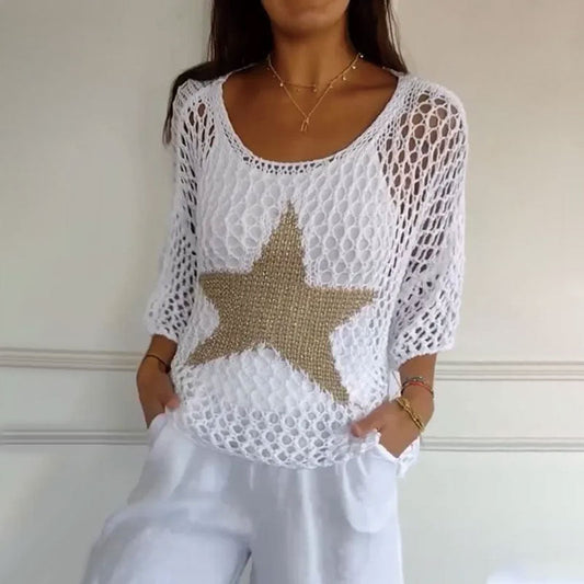MÓNICA | TOP DE CROCHET CALADO CON CUELLO REDONDO