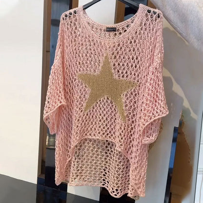 MÓNICA | TOP DE CROCHET CALADO CON CUELLO REDONDO
