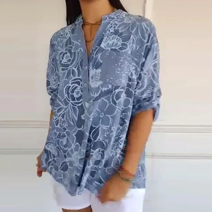 🌞 Frühlingsblüte: 50 % Rabatt! 🌸 Bohemian-Flair: Neue bedruckte Damenhemden mit glitzernden Pailletten und gerollten Ärmeln