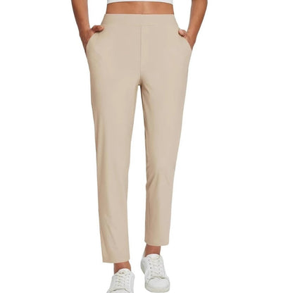 ⏰Nur noch heute 50% Rabatt!🔥Damen High-Waist Stretch-Hose mit sicheren Reißverschluss-Taschen, figurschmeichelnder Cropped-Schnitt für Büro, Sport & Alltag ✨