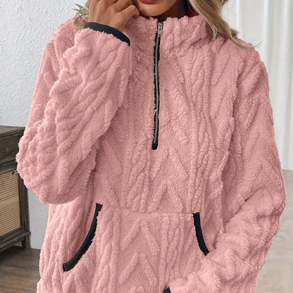 TERESA | SUDADERA AFELPADA CON MEDIA CREMALLERA