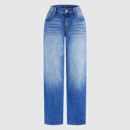 👖Mühelos schicke, locker sitzende Jeans mit weitem Bein