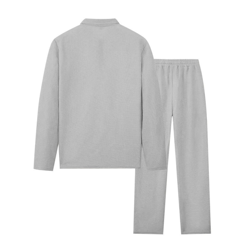 🔥Herren Waffelstrick-Set: Sweatshirt & Hose mit geradem Bein