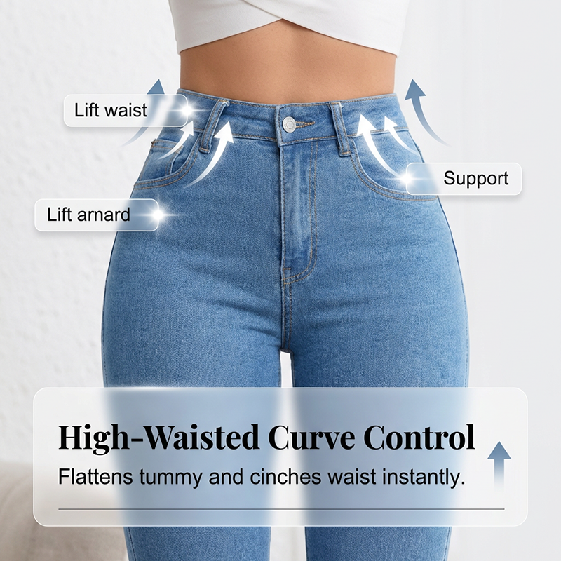 🔥Solange der Vorrat reicht 40 % Rabatt!🎉Elastische Schlagjeans für Damen mit hoher Taille