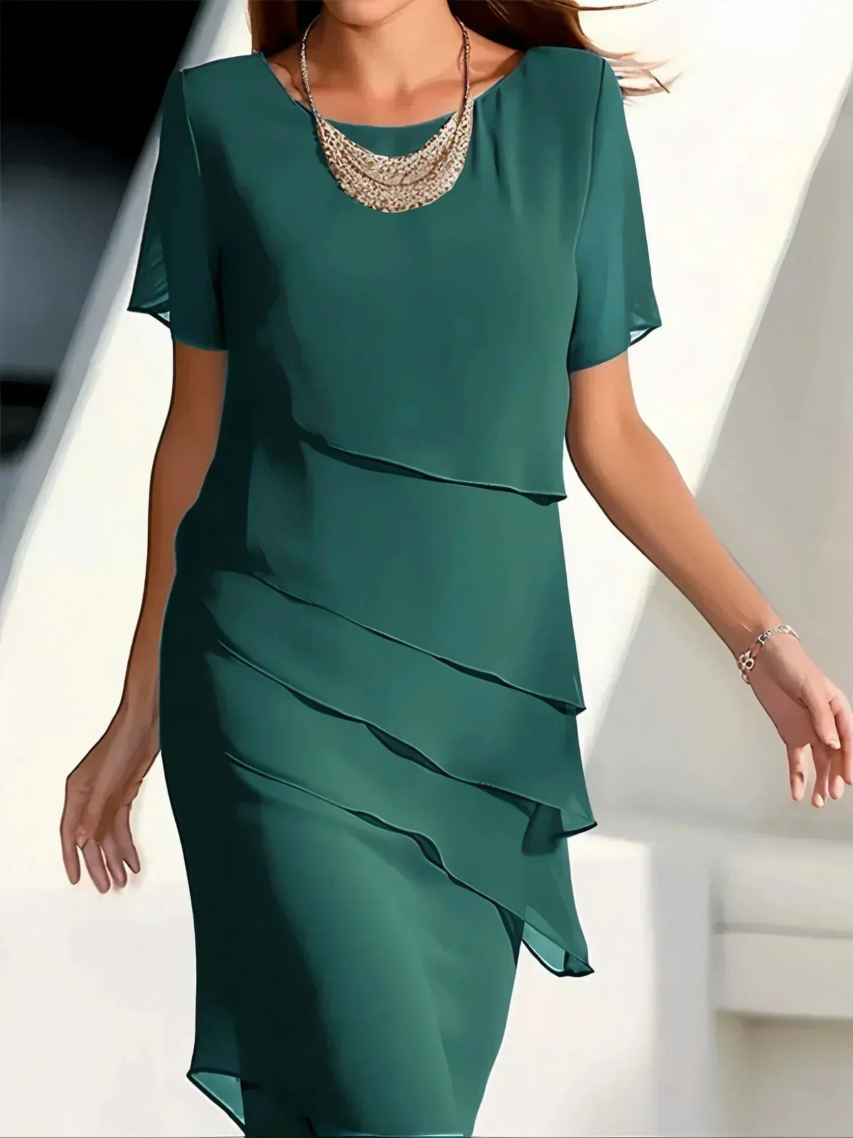 💕2026 Sonderangebot: 60 % Rabatt🔥 Elegantes Midi-Kleid aus plissiertem Chiffon
