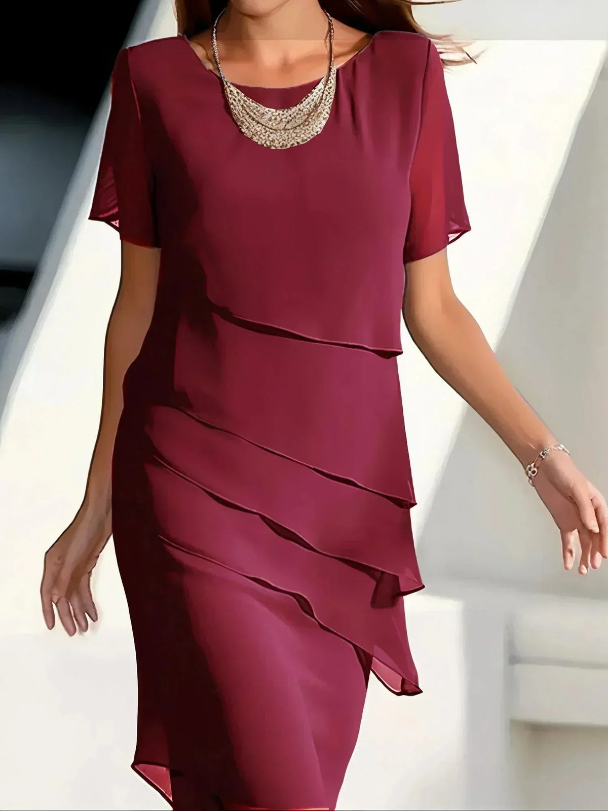💕2026 Sonderangebot: 60 % Rabatt🔥 Elegantes Midi-Kleid aus plissiertem Chiffon