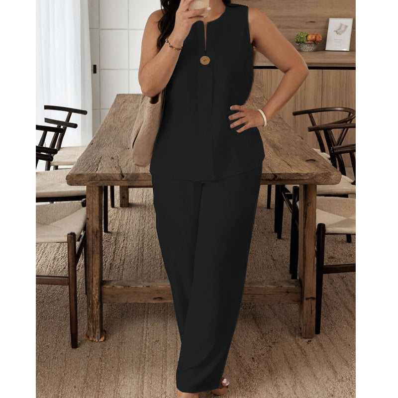 LOLA | CONJUNTO DE TOP Y PANTALÓN ANCHO DE LINO