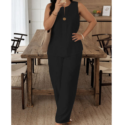 LOLA | CONJUNTO DE TOP Y PANTALÓN ANCHO DE LINO