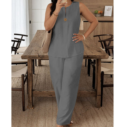 LOLA | CONJUNTO DE TOP Y PANTALÓN ANCHO DE LINO