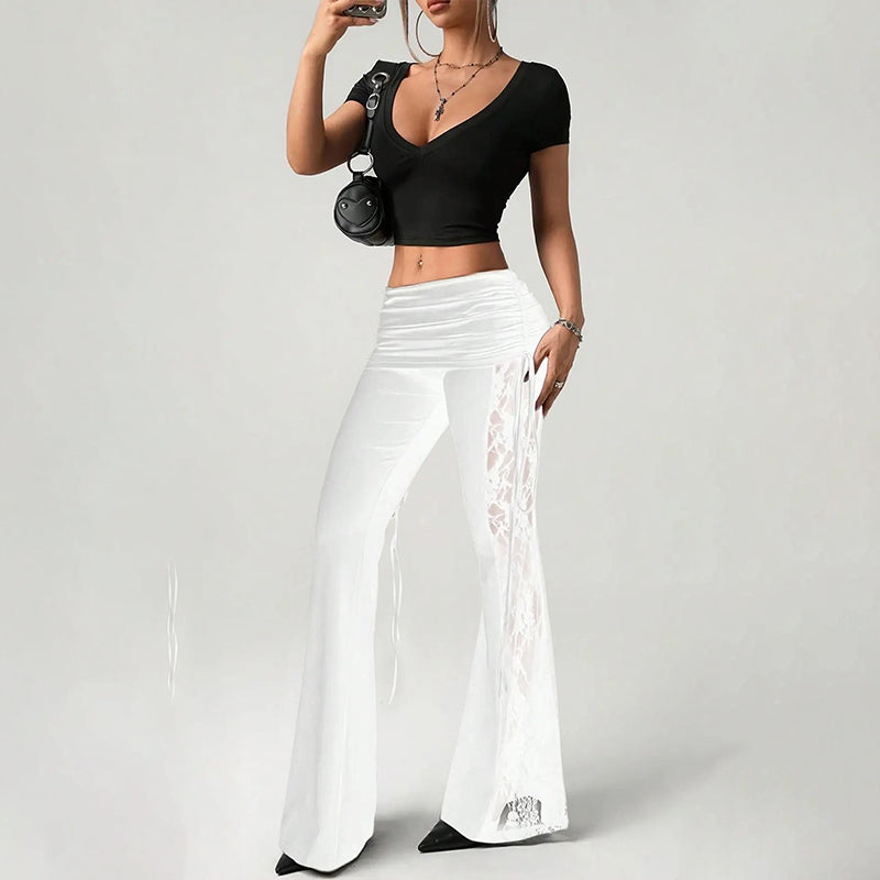 CARMEN | PANTALÓN ACAMPANADO CON ENCAJE