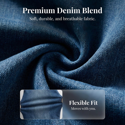 👖 NUR FÜR BEGRENZTE ZEIT: 50 % RABATT! ✨ Damen-Jeanskleid mit freien Schultern – V-Ausschnitt, fließend, Boho-Stil 🌼