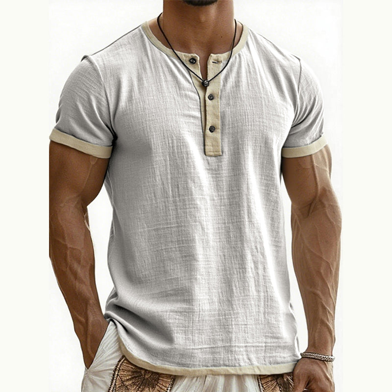 IVÁN | HENLEY DE MANGA CORTA CON CONTRASTE