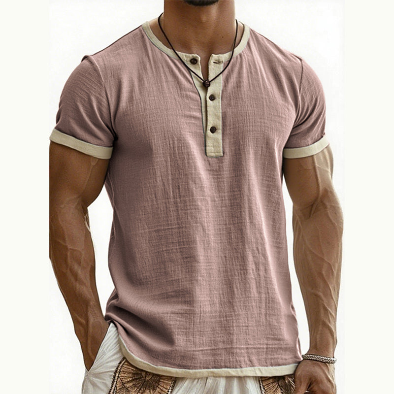 IVÁN | HENLEY DE MANGA CORTA CON CONTRASTE